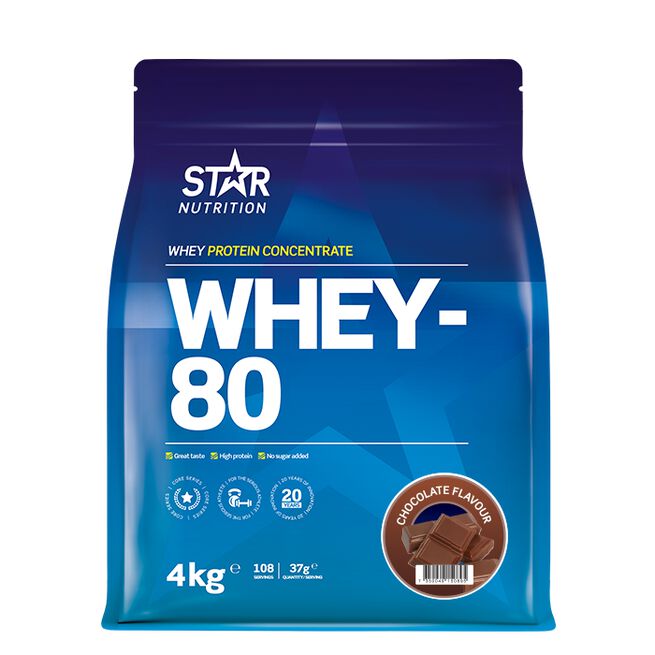 Whey-80 Valleprotein 4 kg Choklad