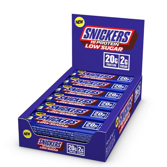 12 x Snickers High Protein Bar Low Sugar 57 g Mælkechokolade Snickers Milk Chocolate
