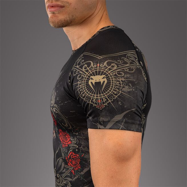 Santa Muerte 5.0 Kortærmet Rashguard Sort Guld