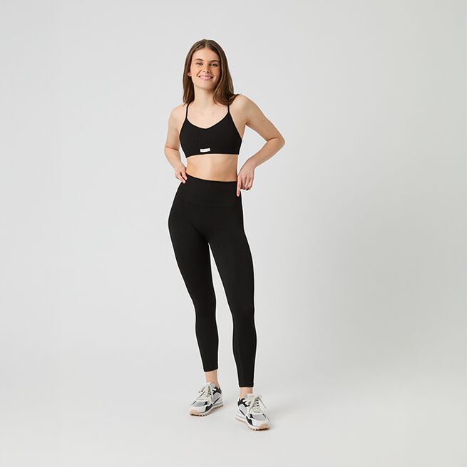 Seamless Ribbed Stropløs BH Sort