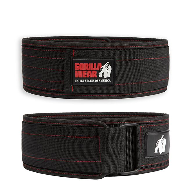 Gorilla Wear 4 Inch Nylon Belt, black/red