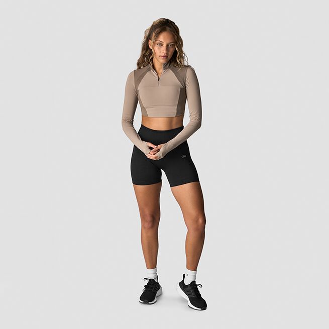 Mirage Cropped Long Sleeve Wmn, Light Dusty Brown