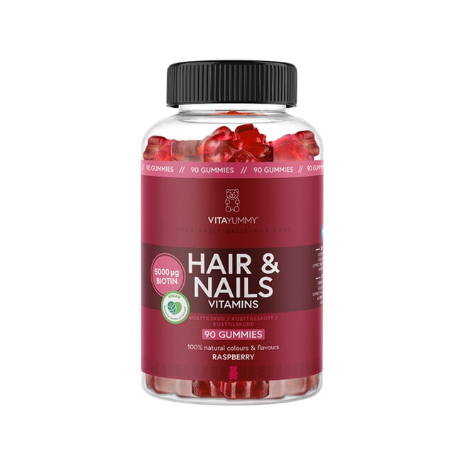 Hair & Nails Vitamins Hindbær 90 stk. Gummies