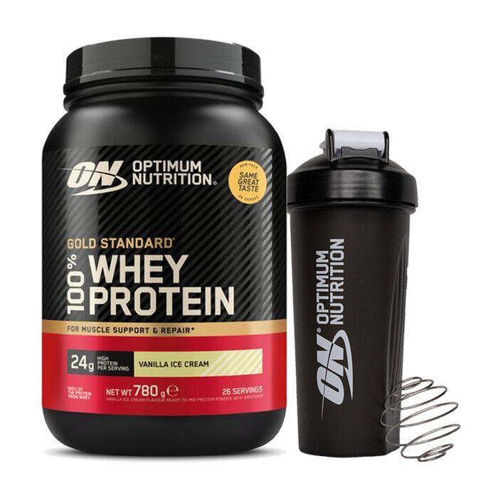 Optimum Nutrition 100% Whey Gold Standard 780 g + Shaker med i k&oslash;bet
