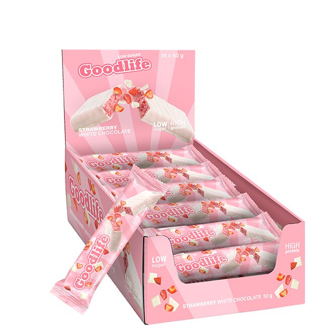 15 x Low Sugar Protein Bar 50 g Strawberry White chocolate