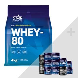 Star nutrition Whey-80 bonus product Whey-80 Valleprotein 4 kg + Bonusprodukt