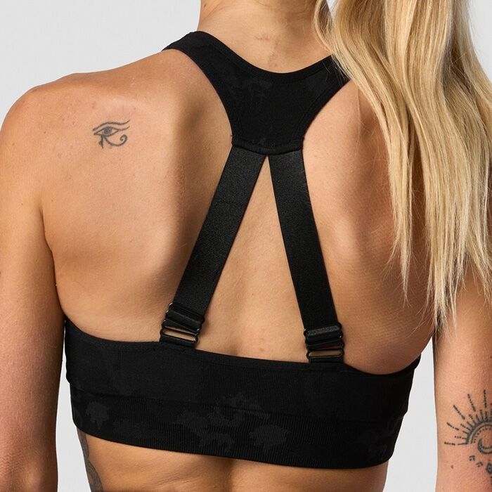 Camo Seamless Sports Bra, Black