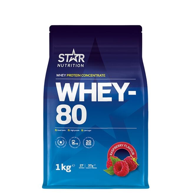 Whey-80 Valleprotein 1 kg Hallon