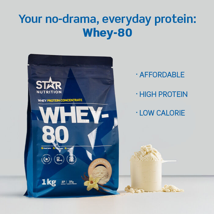 Whey-80 Valleprotein 1 kg vanilj