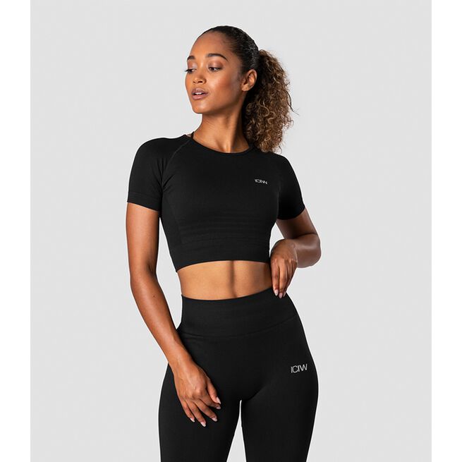 Define Seamless Cropped T-shirt Wmn, Black