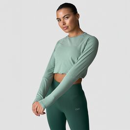 Define Cropped Adjustable Long Sleeve, Light Moss, L  Define Langærmet Trøje Grøn