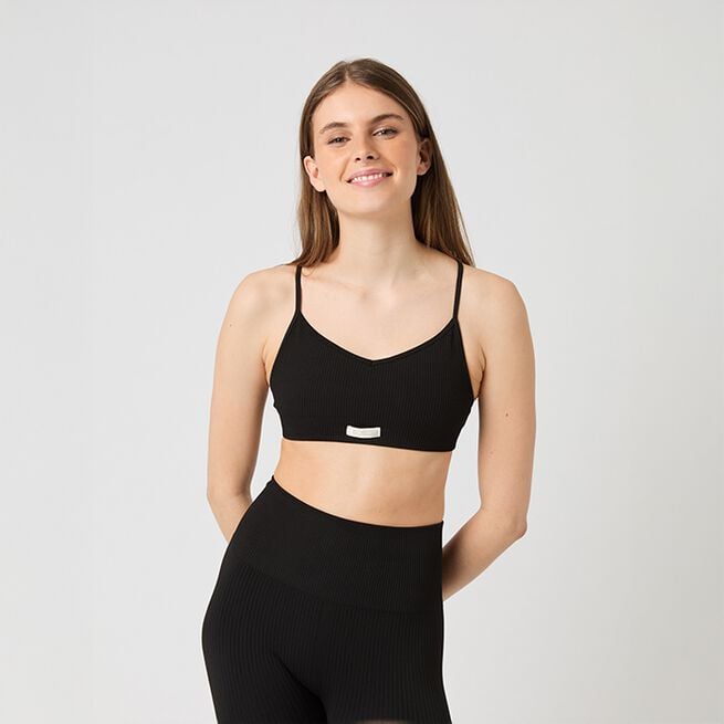 Seamless Ribbed Stropløs BH Sort