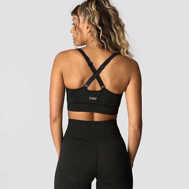 Soft Seamless Justerbar Sports-bh Sort