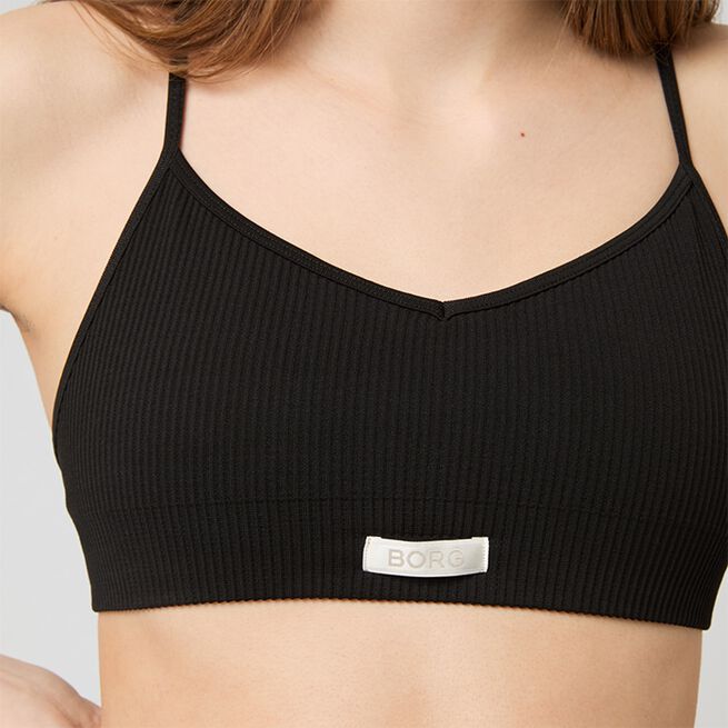 Seamless Ribbed Stropløs BH Sort