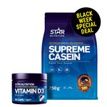 Supreme Casein, 750g  Vitamin D3, 90 caps BLACK WEEK DEAL