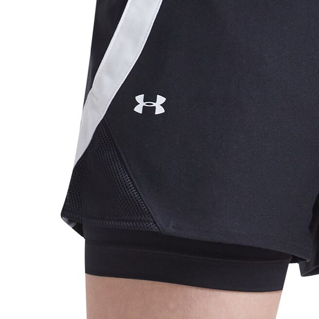 UA Play Up 2-in-1 Shorts, Black/White