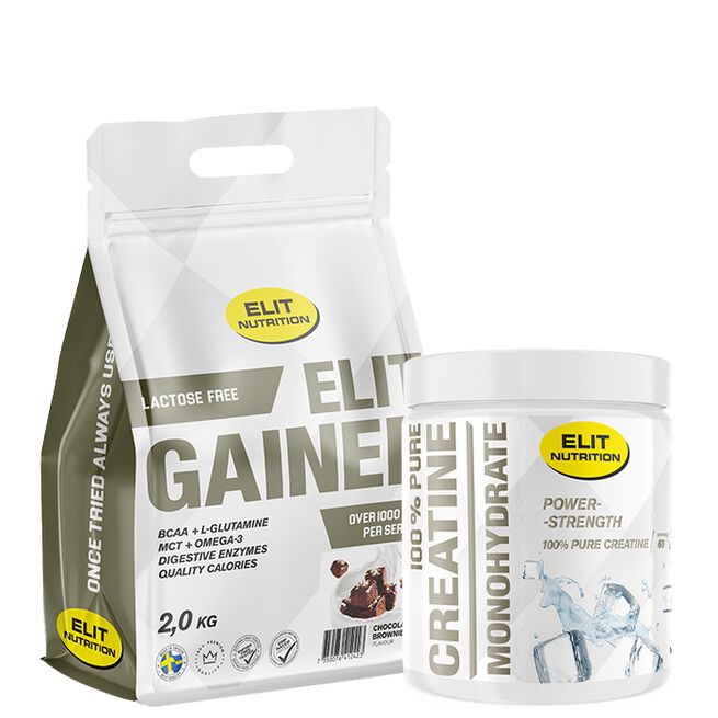 100 % ren kreatinmonohydrat 300 g + laktosefri Gainer 2 kg
