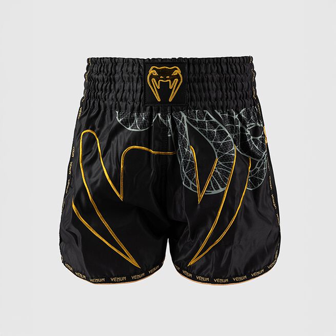 Serpenti Muay Thai-Shorts Sort Sølv Guld