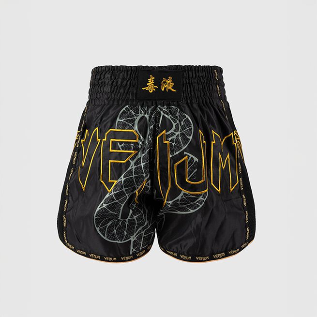 Serpenti Muay Thai-Shorts Sort Sølv Guld