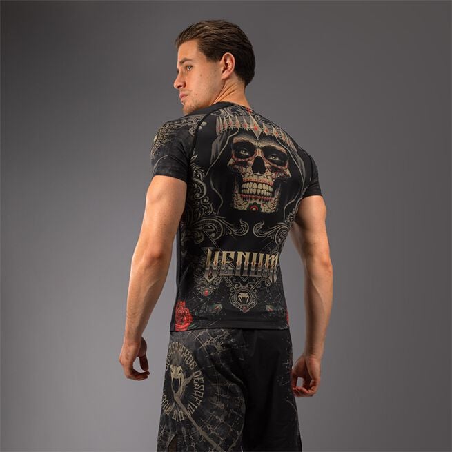 Santa Muerte 5.0 Kortærmet Rashguard Sort Guld