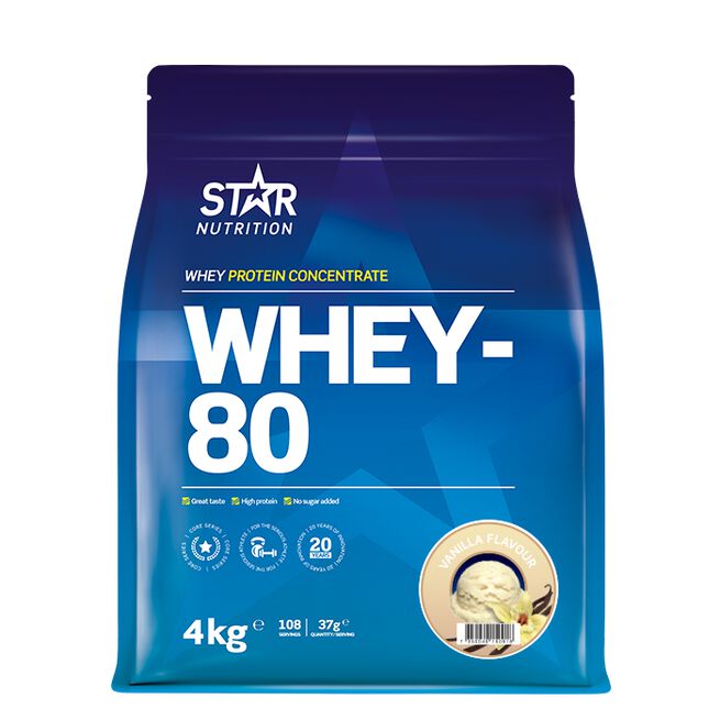 Whey-80 Valleprotein 4 kg Vanilj