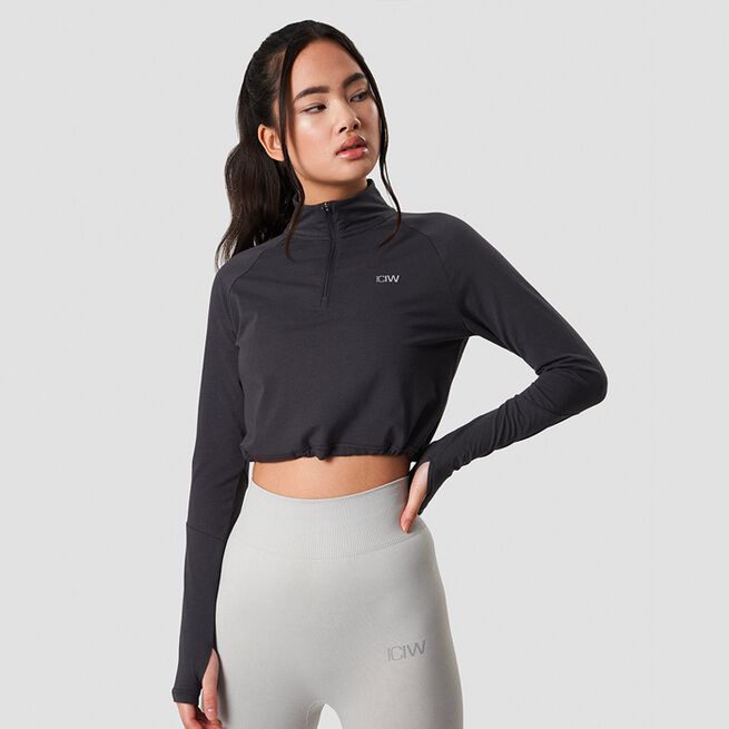 ICANIWILL Define Cropped 1/4 Zip Adjustable Graphite