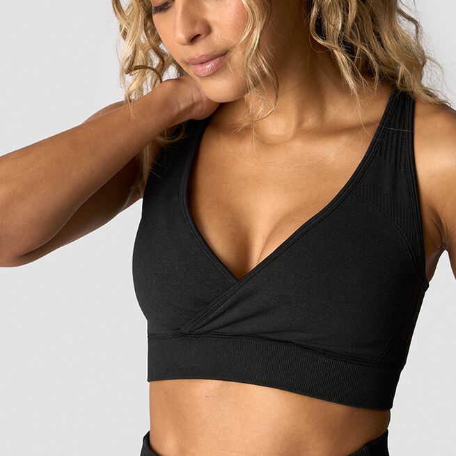 Soft Seamless Justerbar Sports-bh Sort