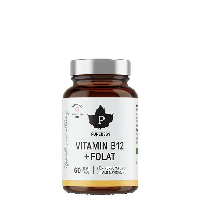 B12-vitamin + Folat, Hindbær, 60 sugetabletter