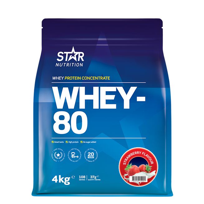 Whey-80 Valleprotein 4 kg Jordgubb