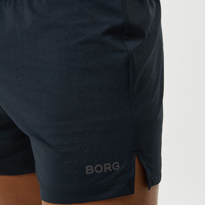 Borg Running Perforated 5' Shorts, Black Beauty