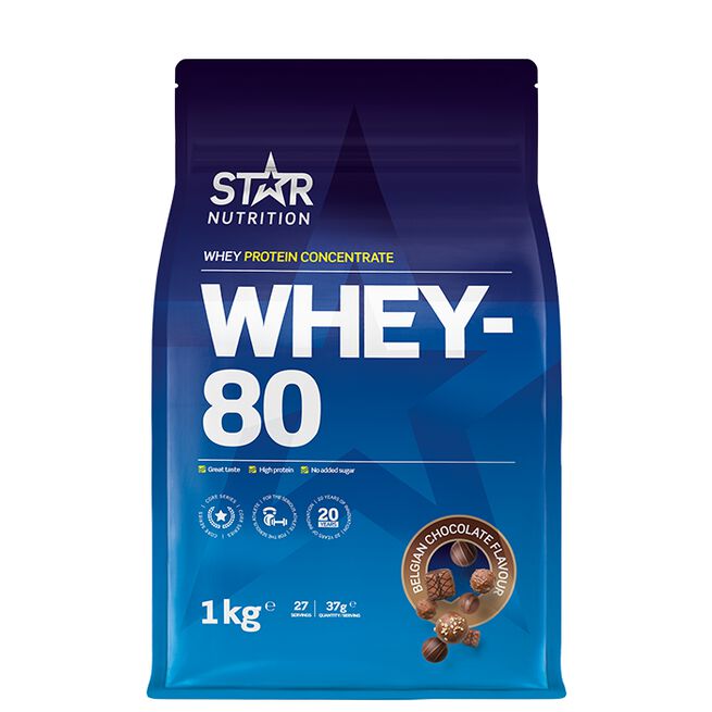 Whey-80 Valleprotein 1 kg Belgian Chocolate