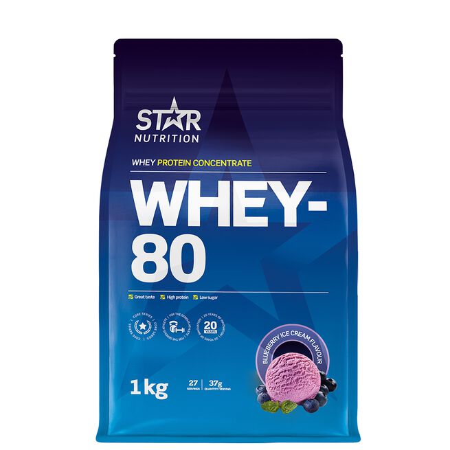 Whey-80 Valleprotein 1 kg Blueberry Ice Cream