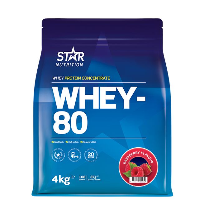 Whey-80 Valleprotein 4 kg Hallon