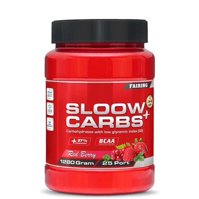 Sloow Carbs+ Sportsdrikkepulver 1,28 kg Red Berry