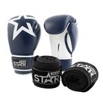 Star Gear Leather Boxing Gloves, Patriot Blue + få Hand Wraps på köpet 