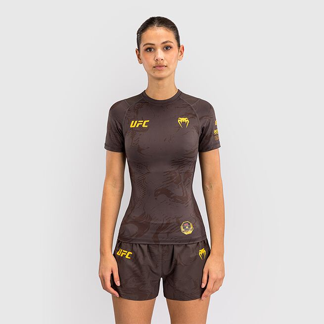 UFC Fusion Women's Short Sleeve Rashguard Solid Earthen Brown