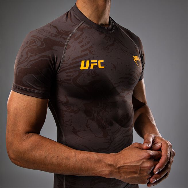 UFC Fusion Men's Performance Short Sleeve Rashguard Earthen Brown