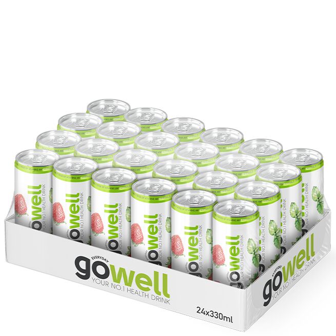 24 x GoWell Functional Drink kasse 33 cl Jordgubb Hallon Mynta