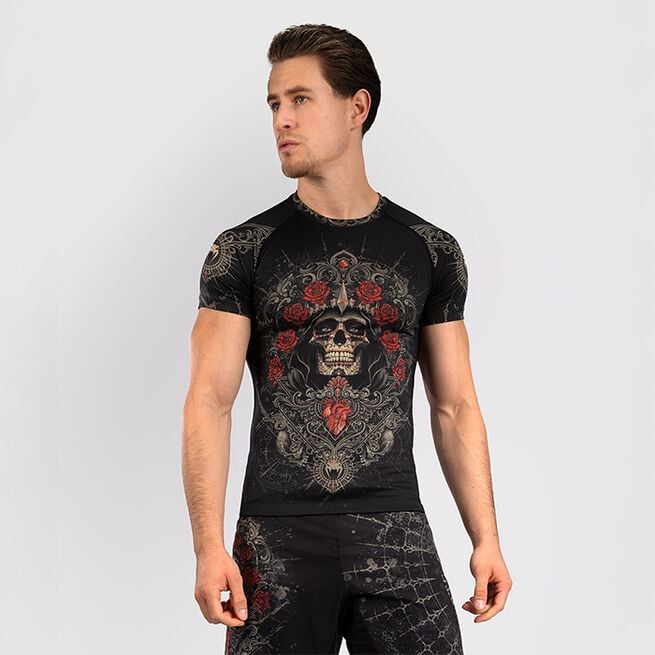 Santa Muerte 5.0 Kortærmet Rashguard Sort Guld