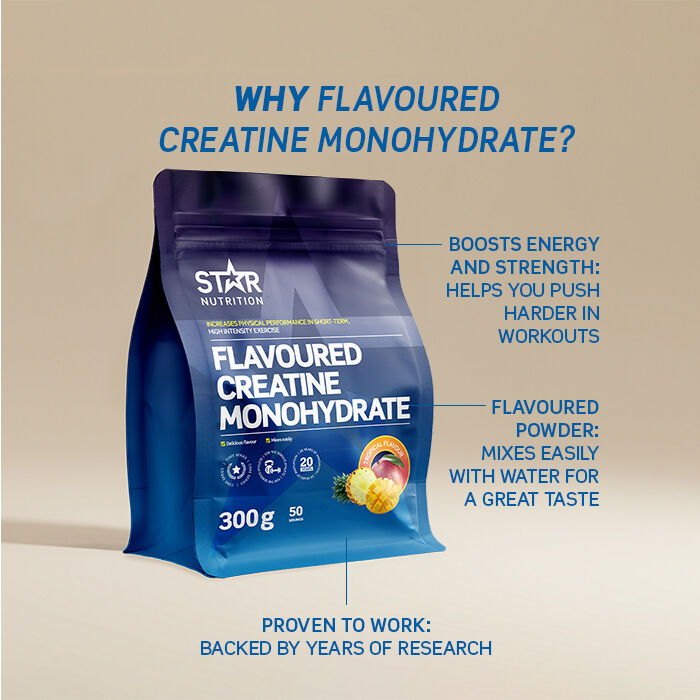 Kreatinmonohydrat med smag 300 g Tropical - NEW