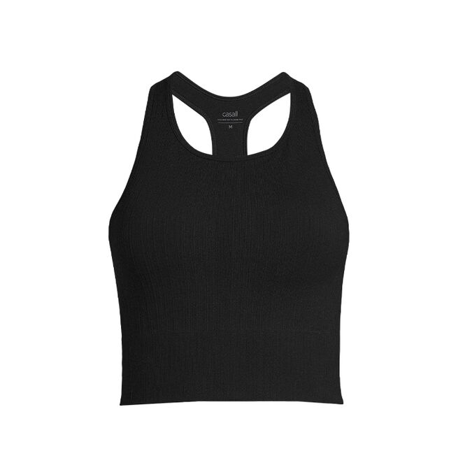 Multi Rib Seamless Padded Sports Top, Black