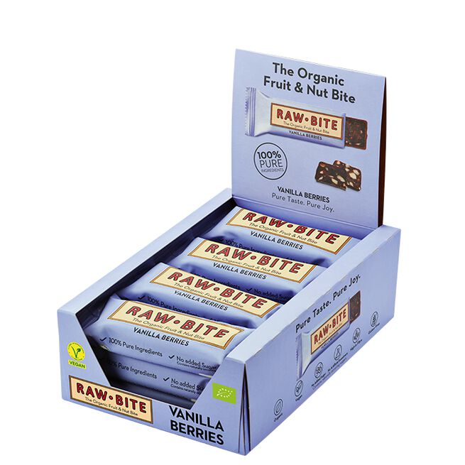 12 x Frugt & Nødde bar 50 g Bär & Vanilj