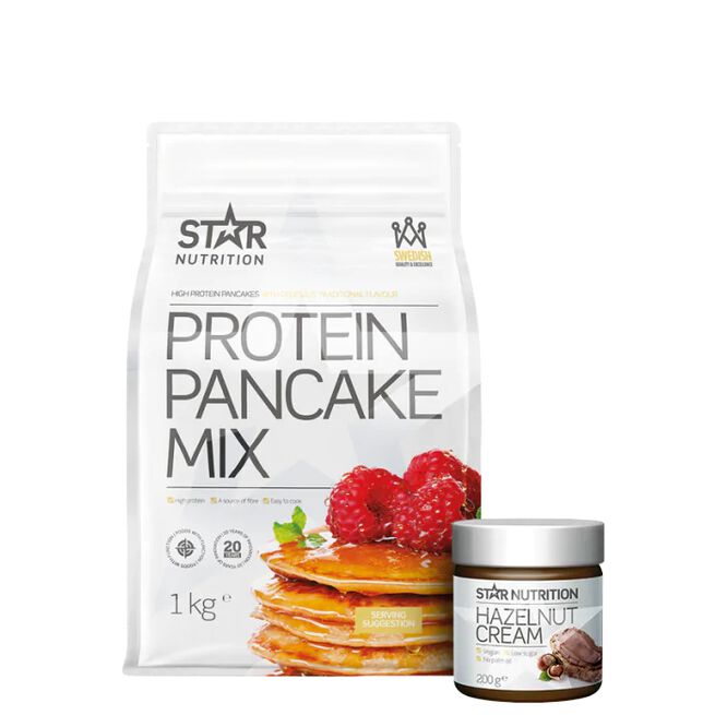 Køb Protein Pancake mix, 1 kg + Hazelnut Cream, 200 g - Bodystore.dk