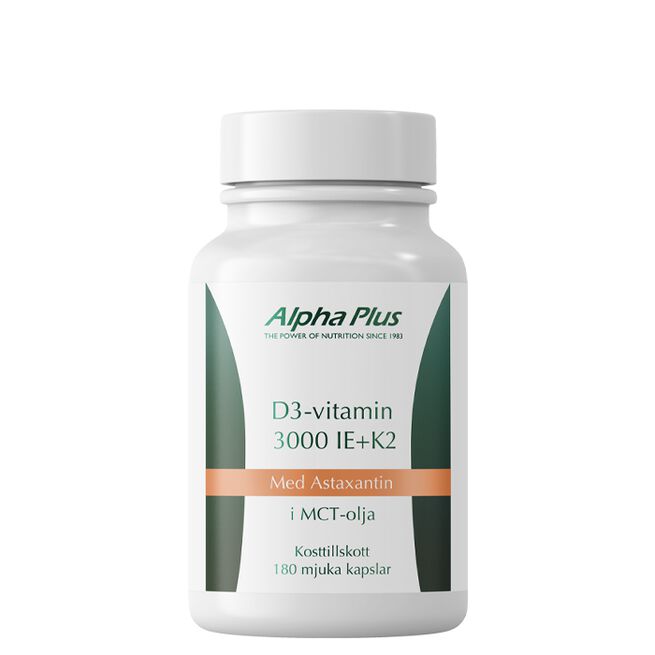 D3-vitamin 3000 IE + K2 180 kapslar