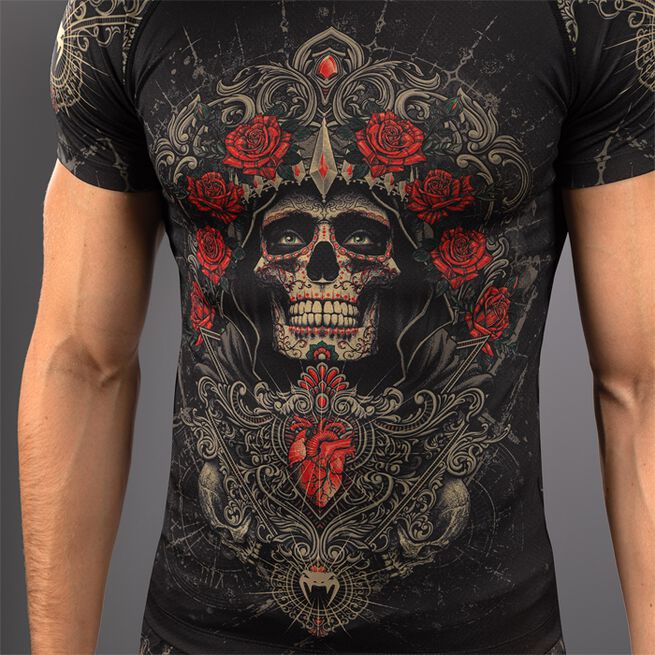 Santa Muerte 5.0 Kortærmet Rashguard Sort Guld