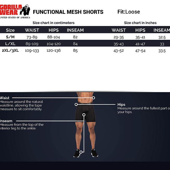 Functional Mesh Shorts, Black/Red