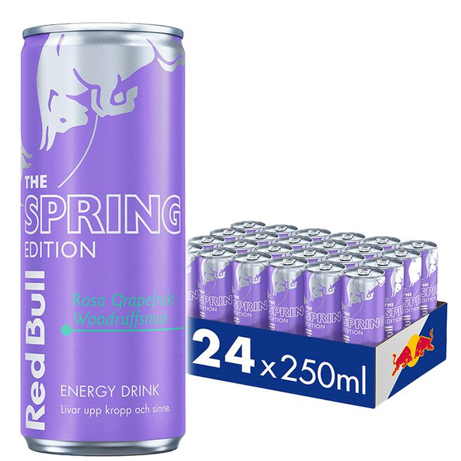 24 x Red Bull Energidrik 250 ml Spring Edition Woodruff & Pink Grapefruit Rosa Grapefrukt Woodruff