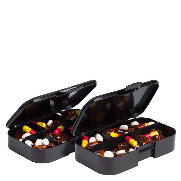 SmartShake - Pill Box Organizer, 2-pack - Black