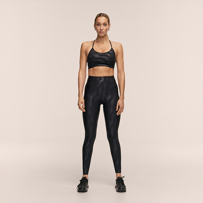 Heat High Waist Tights Sort Mønstret
