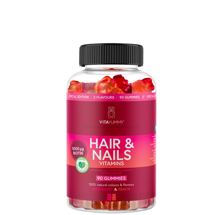 Hår & naglar Raspberry & Peach 90 Gummies